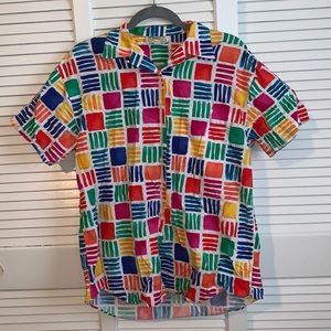 Vintage Bright Colored and Patterned Button Down Shirt